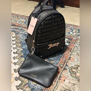 NWT Juicy Couture backpack purse/bag with pouch gothic dots black